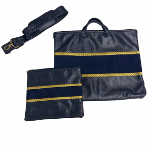 Blue and gold tefillin bag