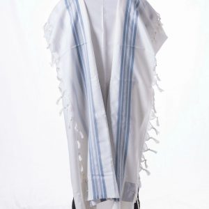 Blue and white sepharadi thick knot tallit