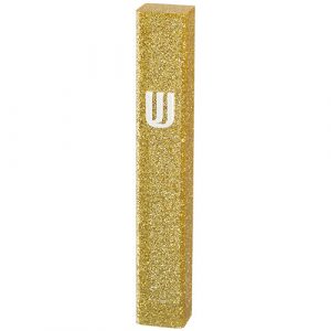 Gold stone mezuzah