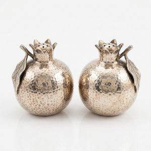Hammered Silver Plated Pomegranate Shaker Pair