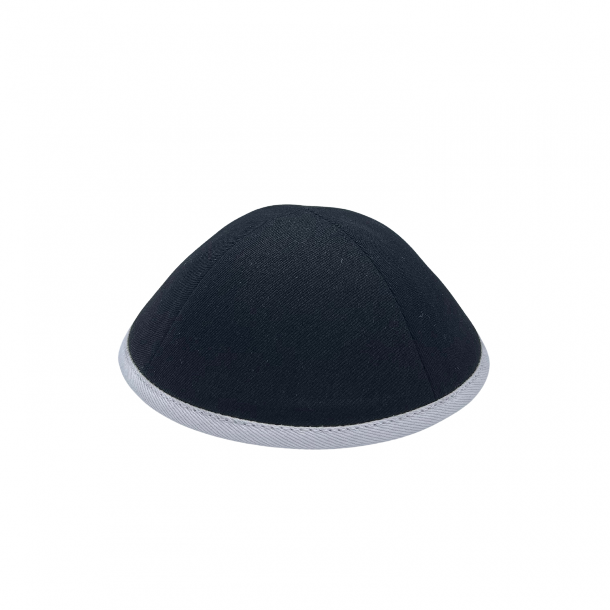 BLACK KIPPAH WHITE TRIM