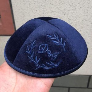Party Blue velvet Kippah