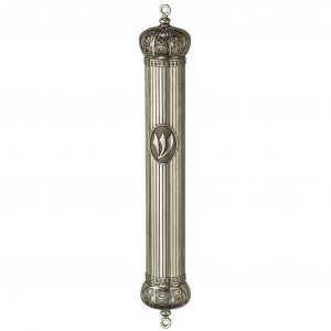 Silver metal crown mezuzah